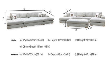 ‘Broadgate’ Silver Fabric Large U-shape Modular Sofa with Footstool Very.com