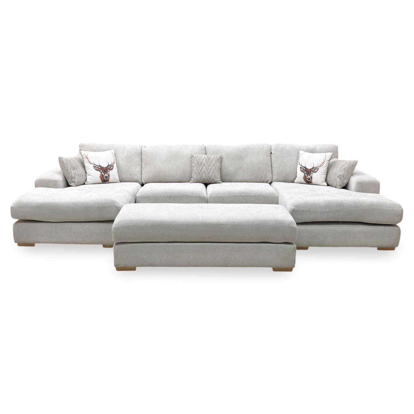 ‘Broadgate’ Silver Fabric Large U-shape Modular Sofa with Footstool Very.com