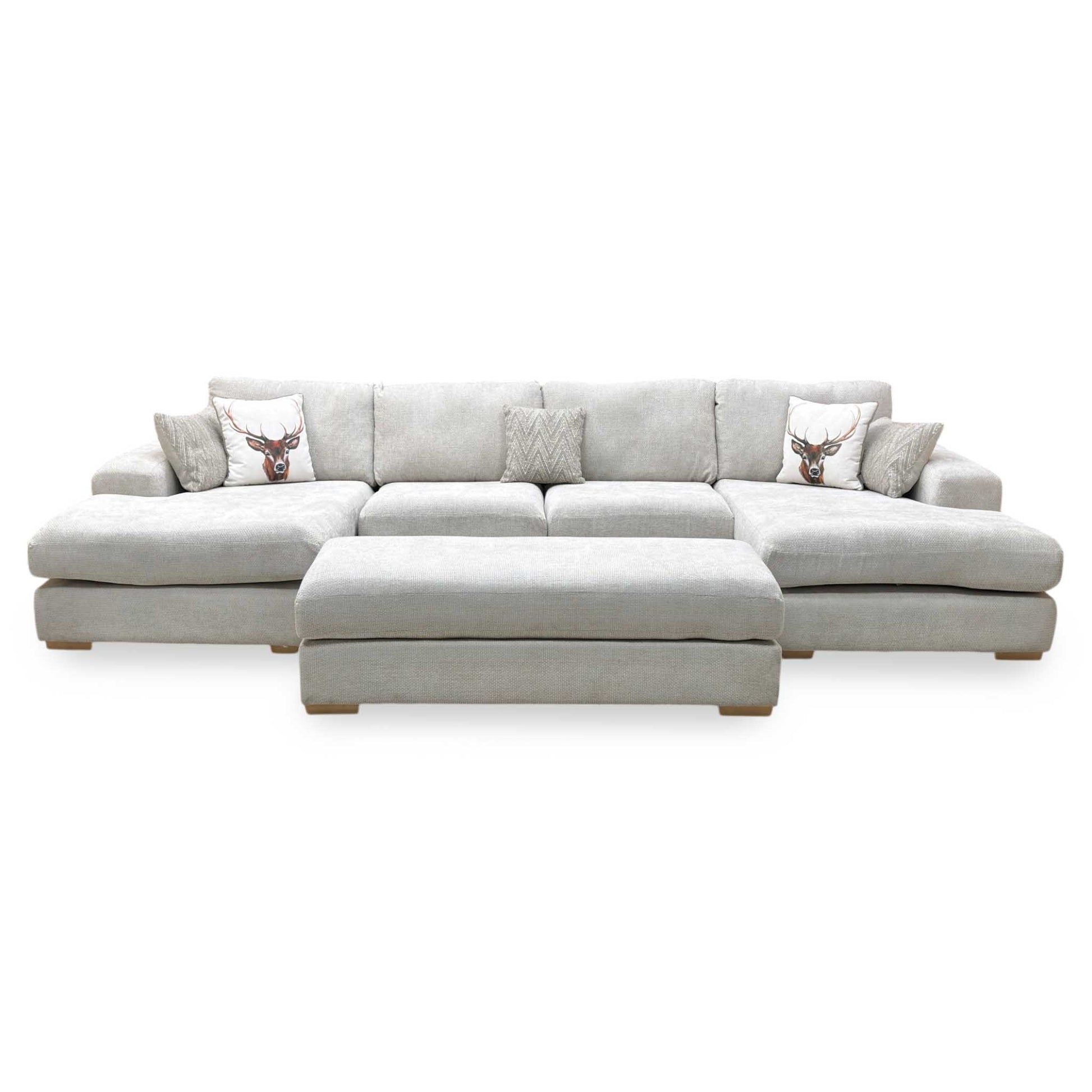 ‘Broadgate’ Silver Fabric Large U-shape Modular Sofa with Footstool Very.com