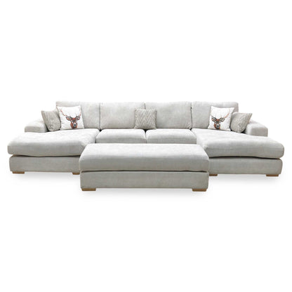 ‘Broadgate’ Silver Fabric Large U-shape Modular Sofa with Footstool Very.com