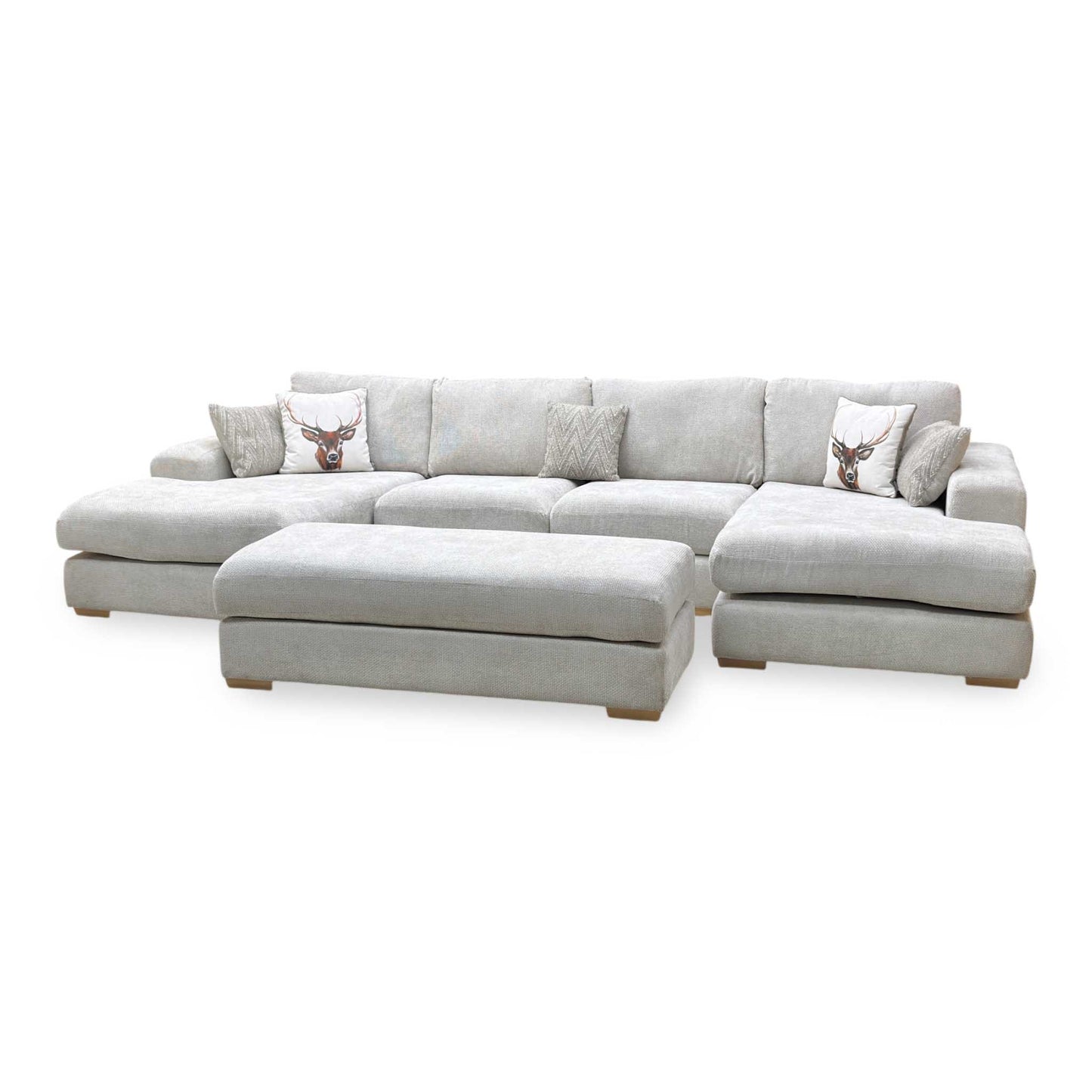 ‘Broadgate’ Silver Fabric Large U-shape Modular Sofa with Footstool Very.com