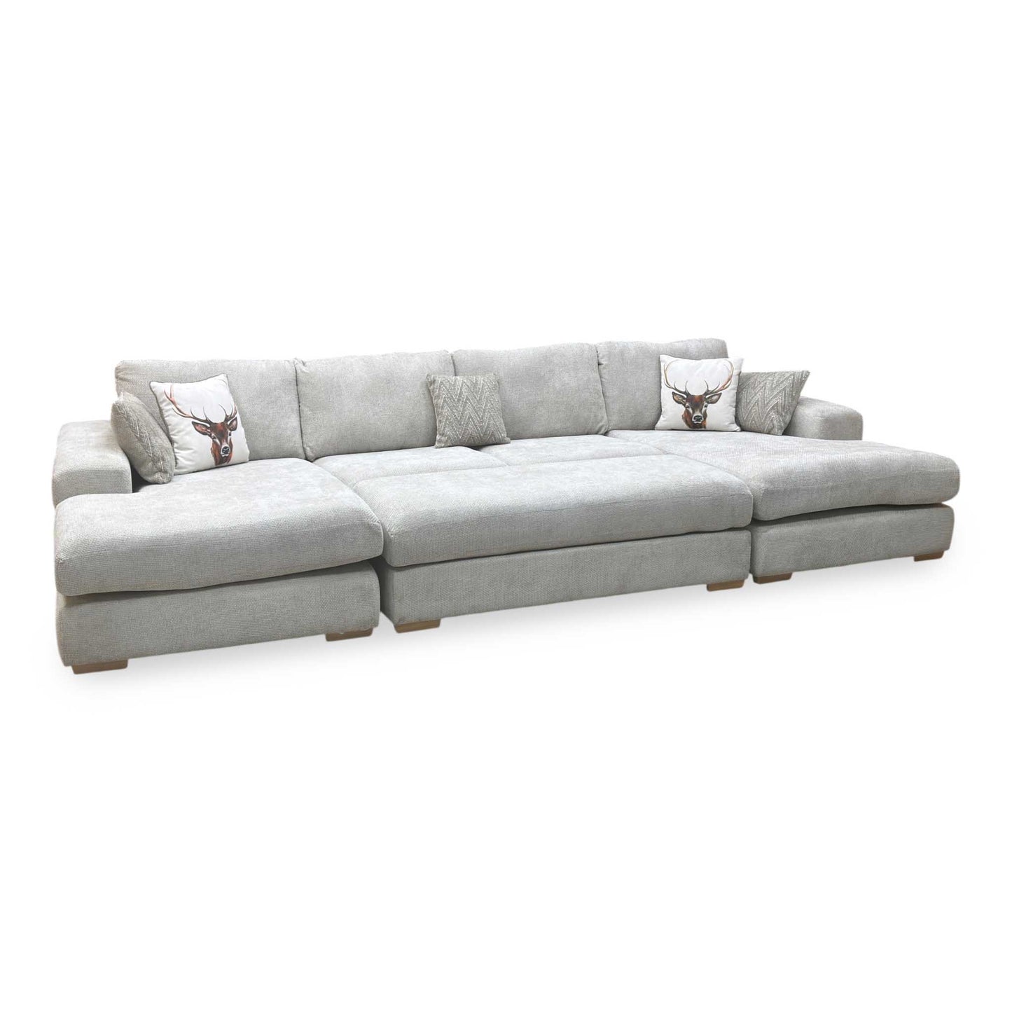 ‘Broadgate’ Silver Fabric Large U-shape Modular Sofa with Footstool Very.com