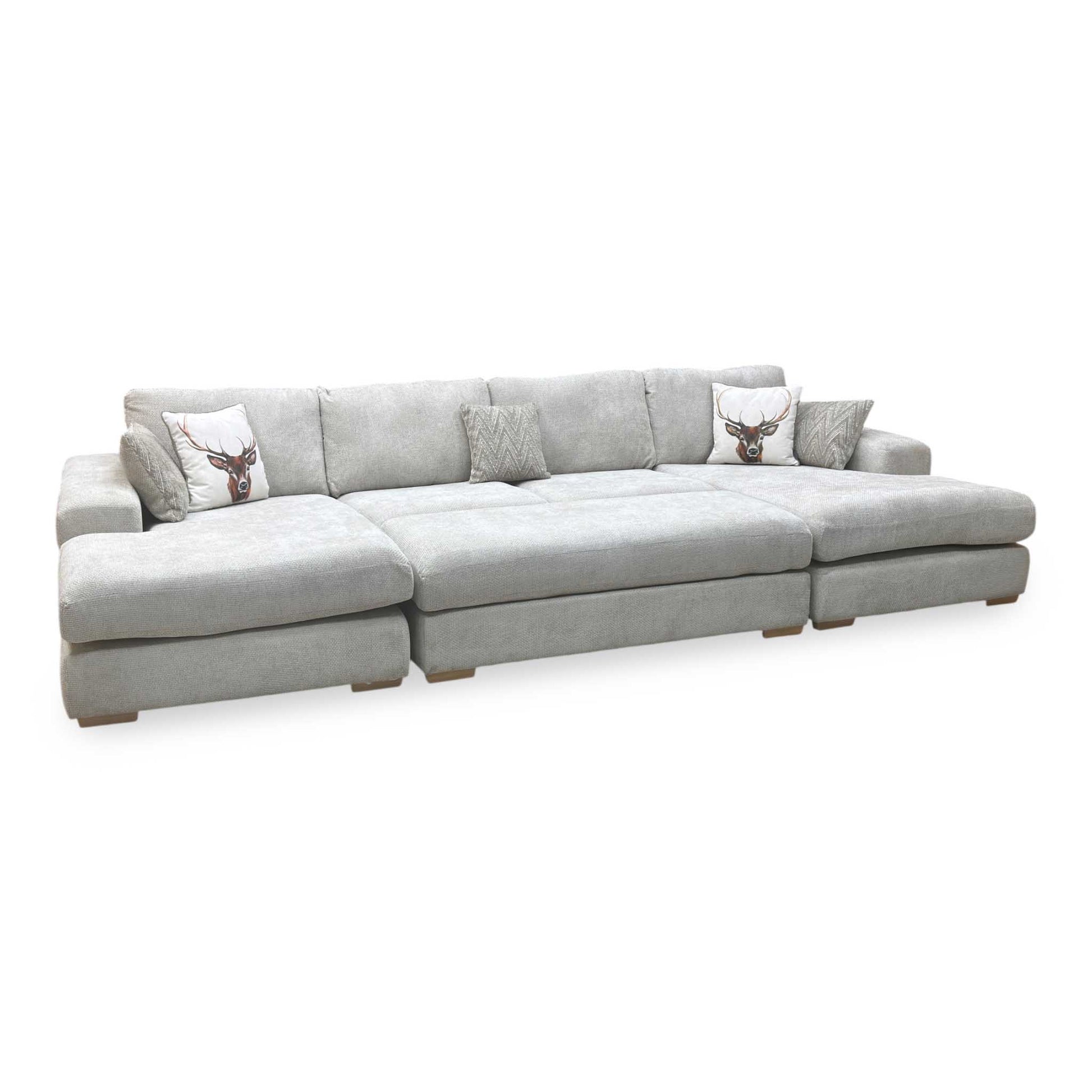‘Broadgate’ Silver Fabric Large U-shape Modular Sofa with Footstool Very.com