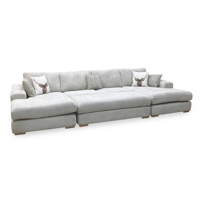 ‘Broadgate’ Silver Fabric Large U-shape Modular Sofa with Footstool Very.com