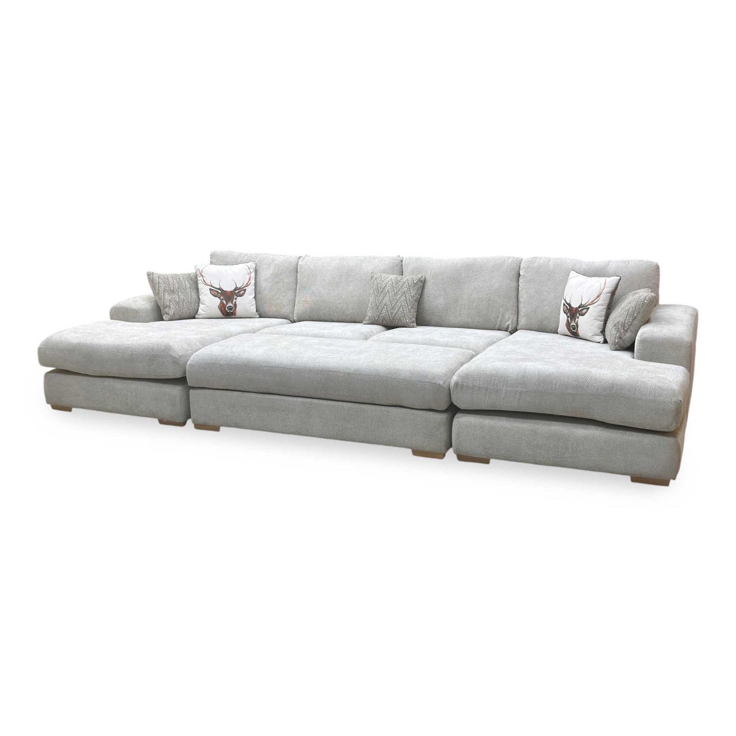‘Broadgate’ Silver Fabric Large U-shape Modular Sofa with Footstool Very.com
