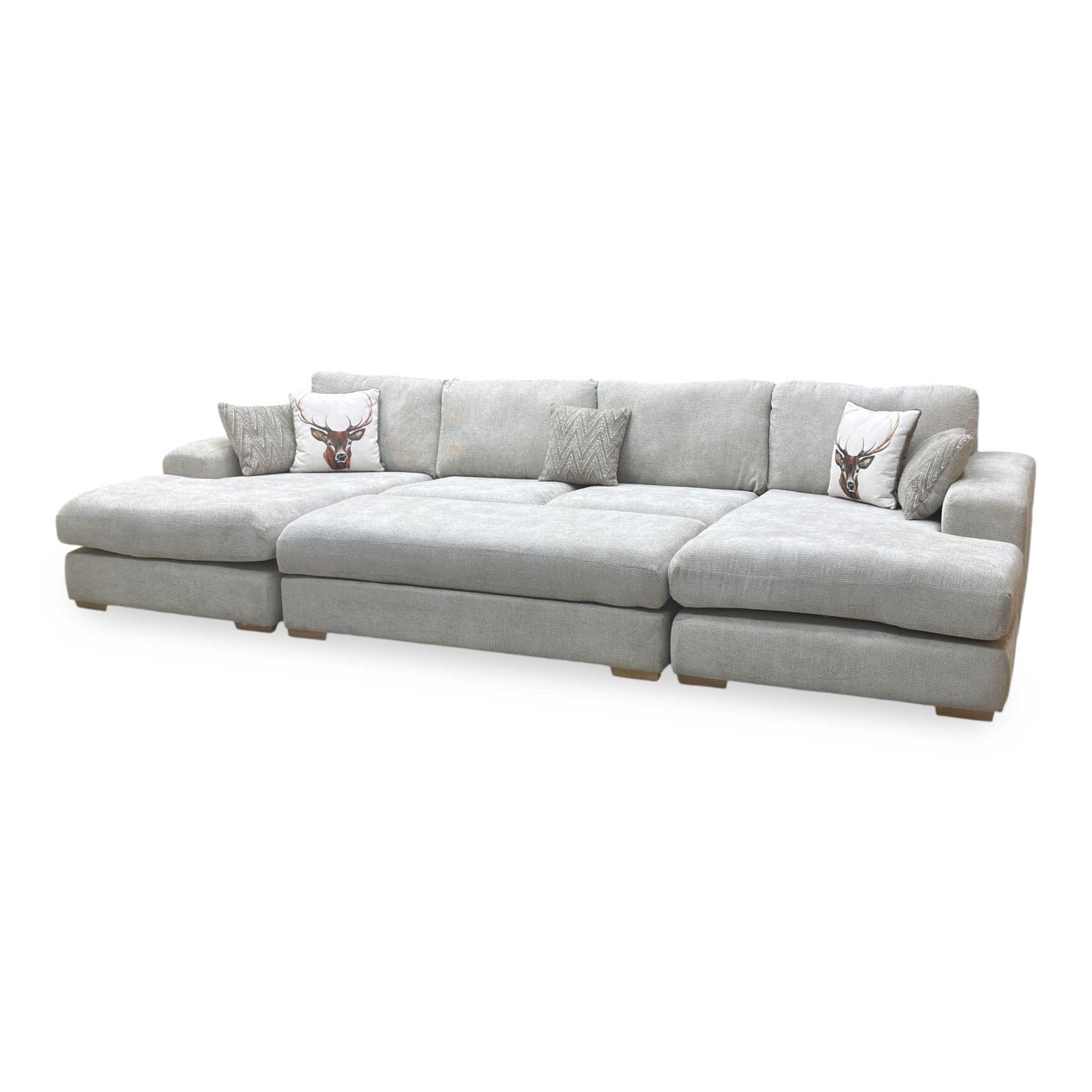 ‘Broadgate’ Silver Fabric Large U-shape Modular Sofa with Footstool Very.com