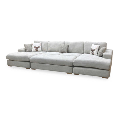 ‘Broadgate’ Silver Fabric Large U-shape Modular Sofa with Footstool Very.com