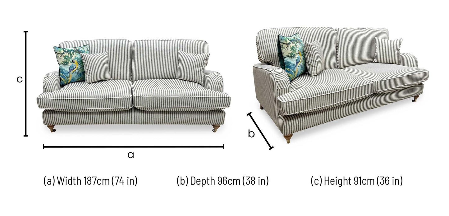 'Bay' Olive Green Stripe Fabric 3 Seater Sofa Very.com