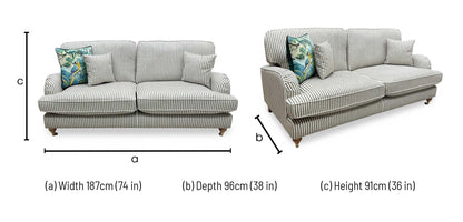 'Bay' Olive Green Stripe Fabric 3 Seater Sofa Very.com