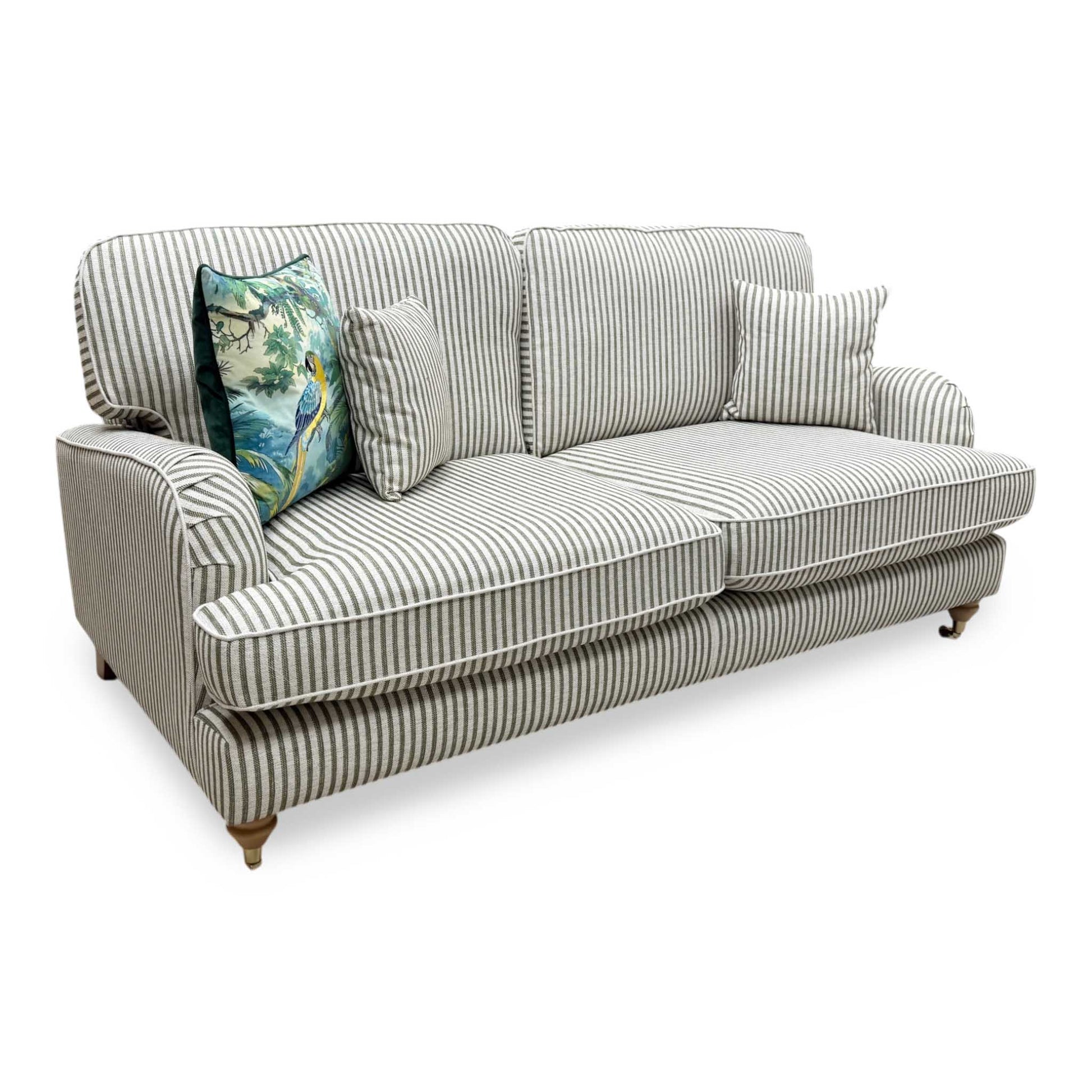 'Bay' Olive Green Stripe Fabric 3 Seater Sofa Very.com