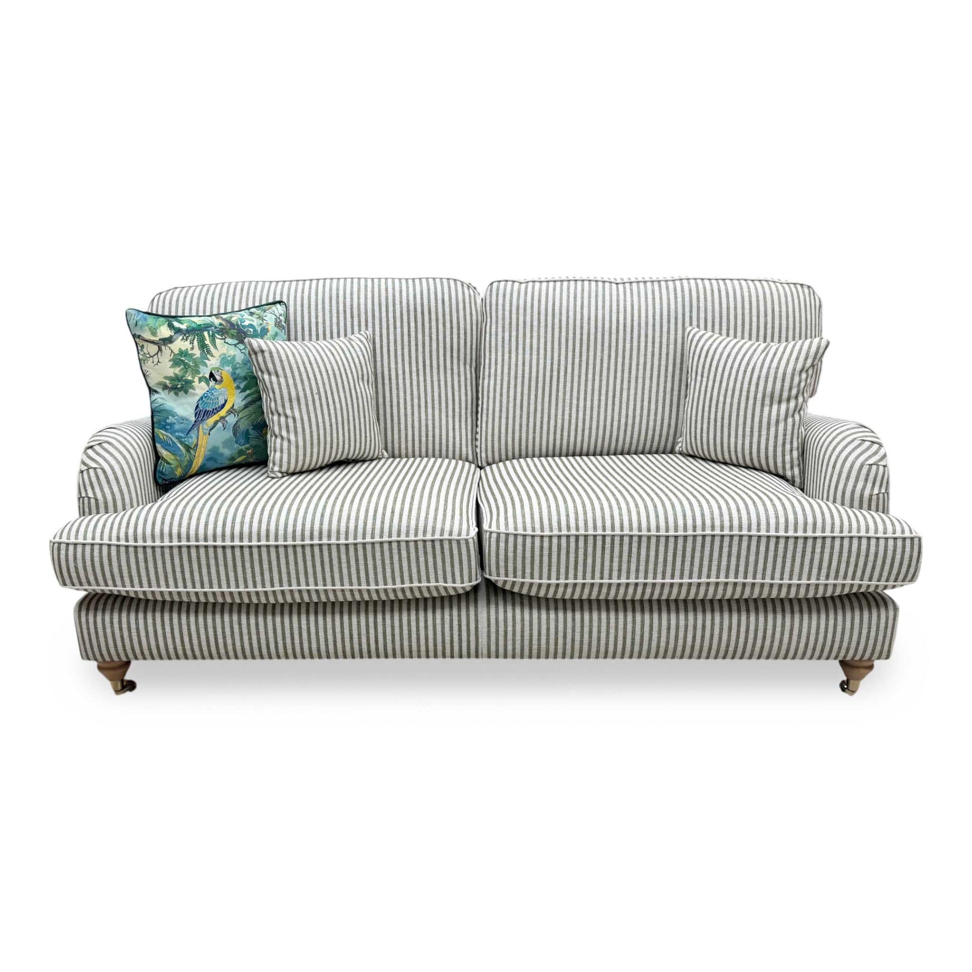 'Bay' Olive Green Stripe Fabric 3 Seater Sofa Very.com