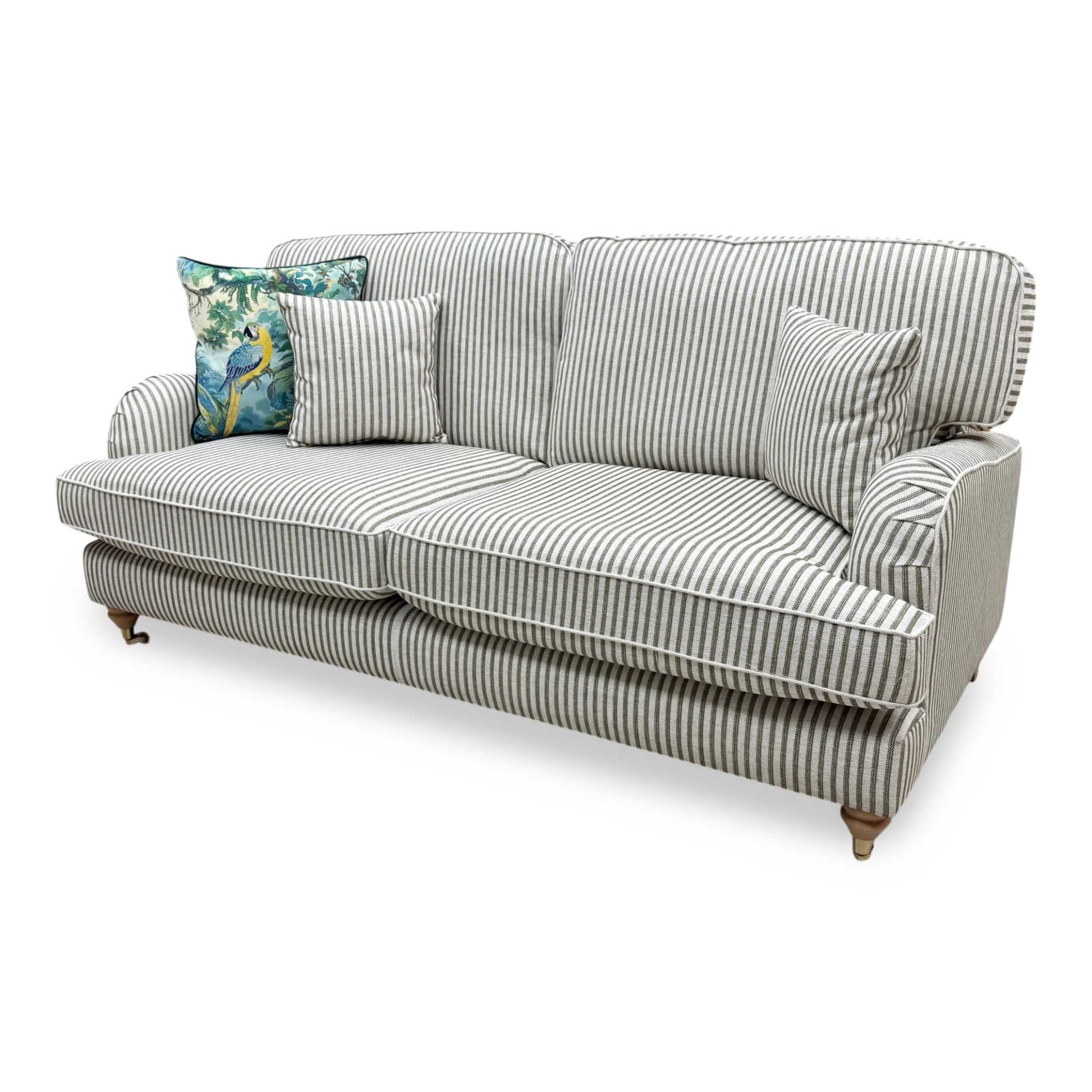 'Bay' Olive Green Stripe Fabric 3 Seater Sofa Very.com