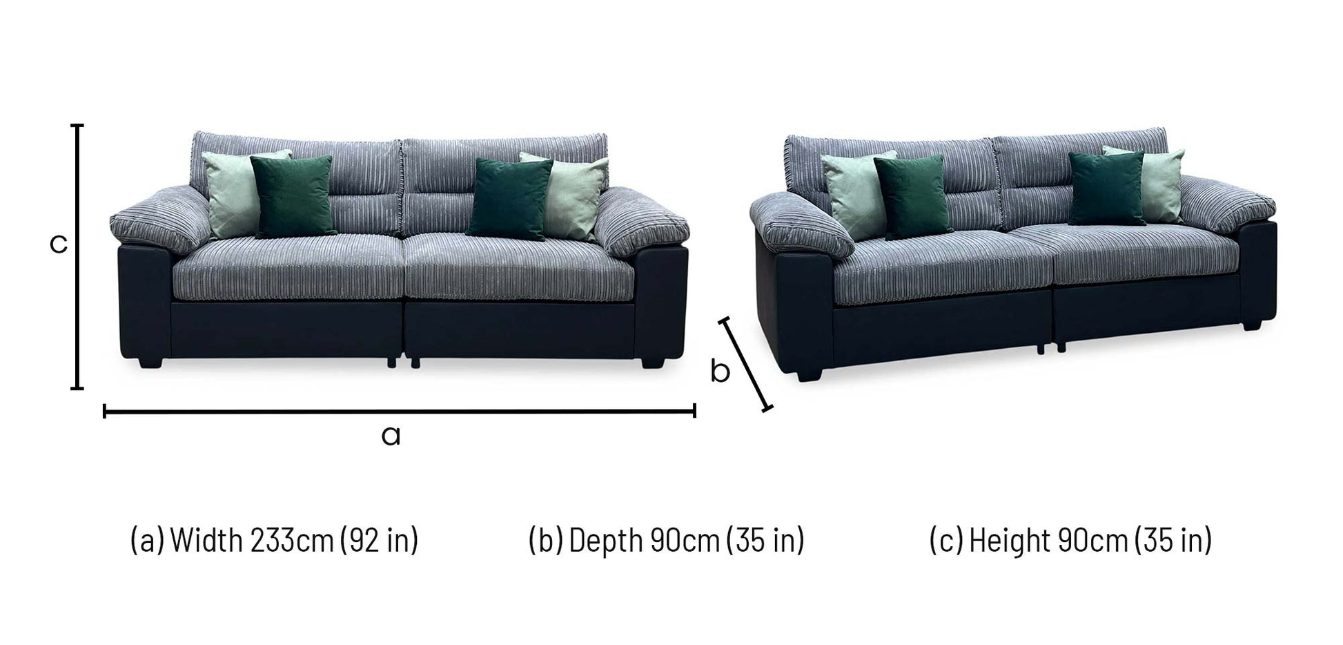 ‘Armstrong’ Grey Fabric - Faux Leather Combination 4 Seater Split Frame Sofa Very.com