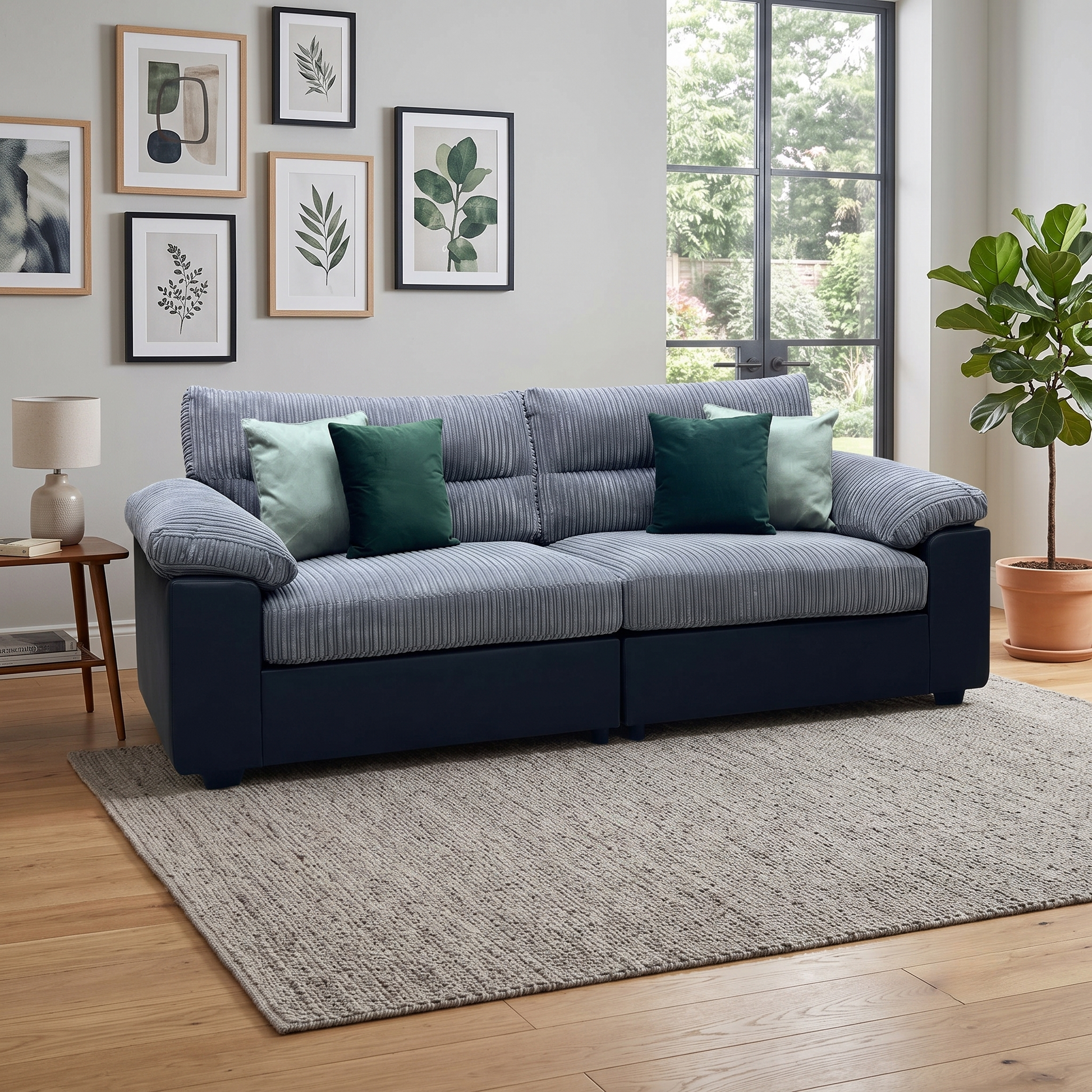 ‘Armstrong’ Grey Fabric - Faux Leather Combination 4 Seater Split Frame Sofa Very.com