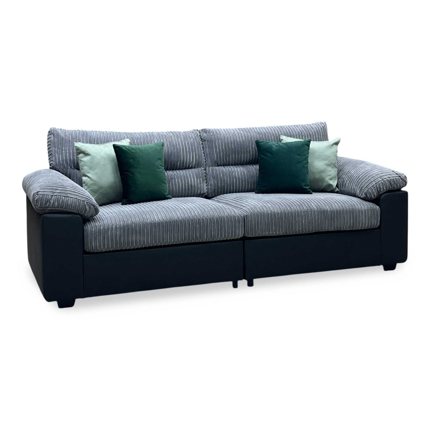 ‘Armstrong’ Grey Fabric - Faux Leather Combination 4 Seater Split Frame Sofa Very.com