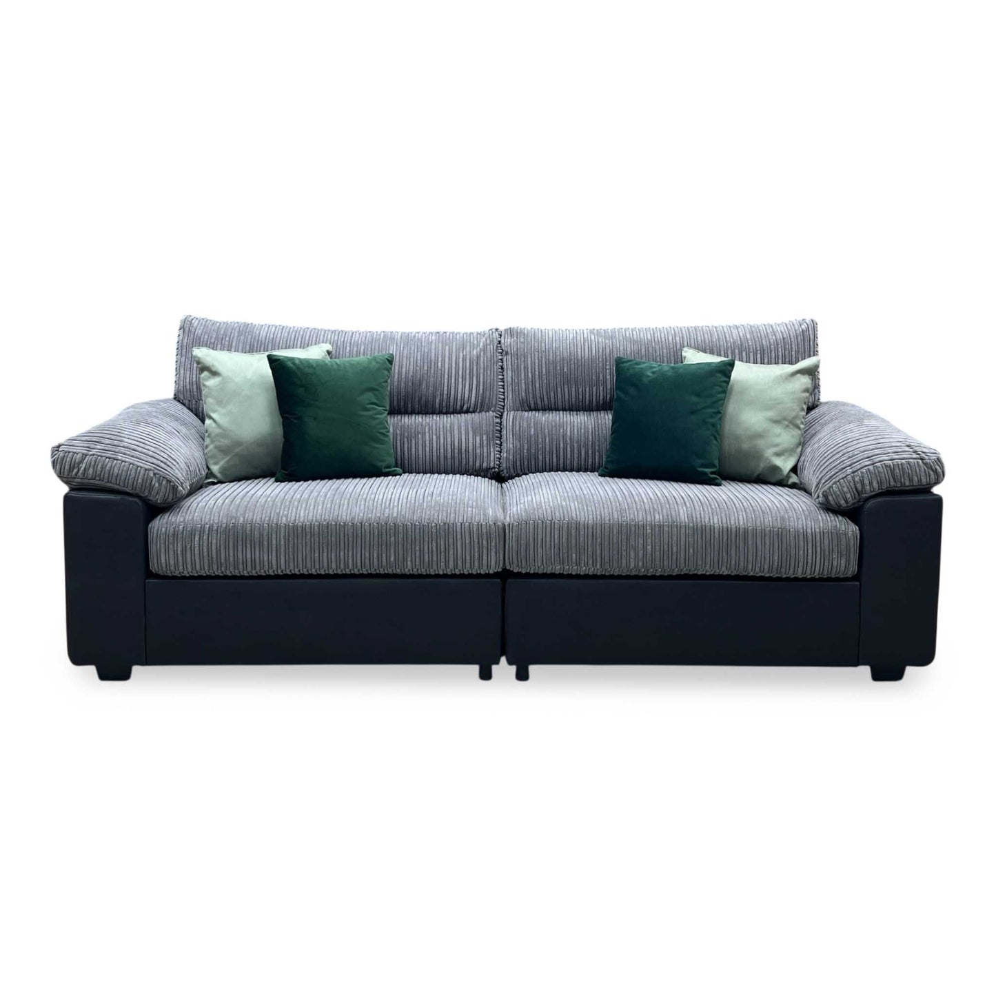 ‘Armstrong’ Grey Fabric - Faux Leather Combination 4 Seater Split Frame Sofa Very.com