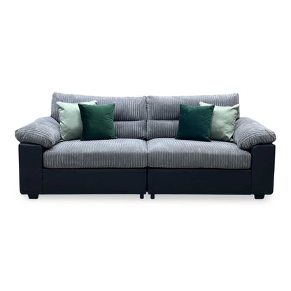 ‘Armstrong’ Grey Fabric - Faux Leather Combination 4 Seater Split Frame Sofa Very.com