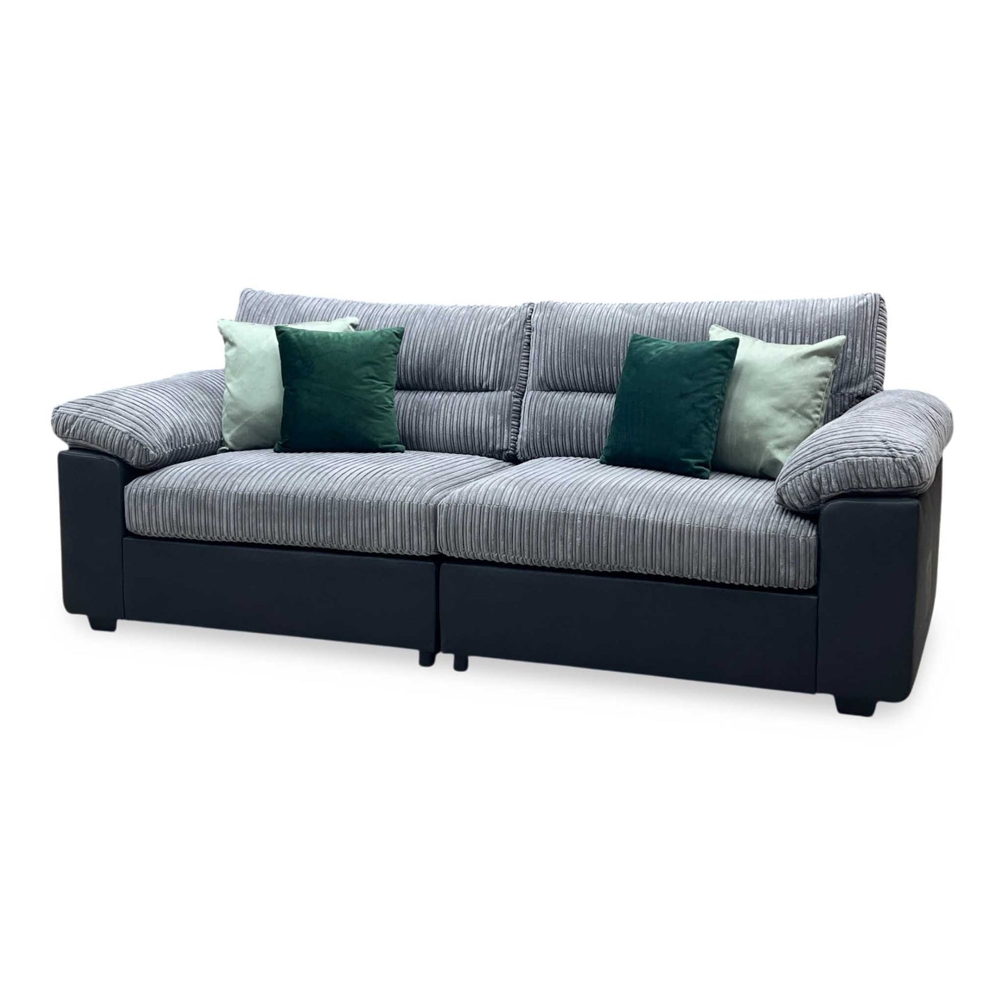 ‘Armstrong’ Grey Fabric - Faux Leather Combination 4 Seater Split Frame Sofa Very.com