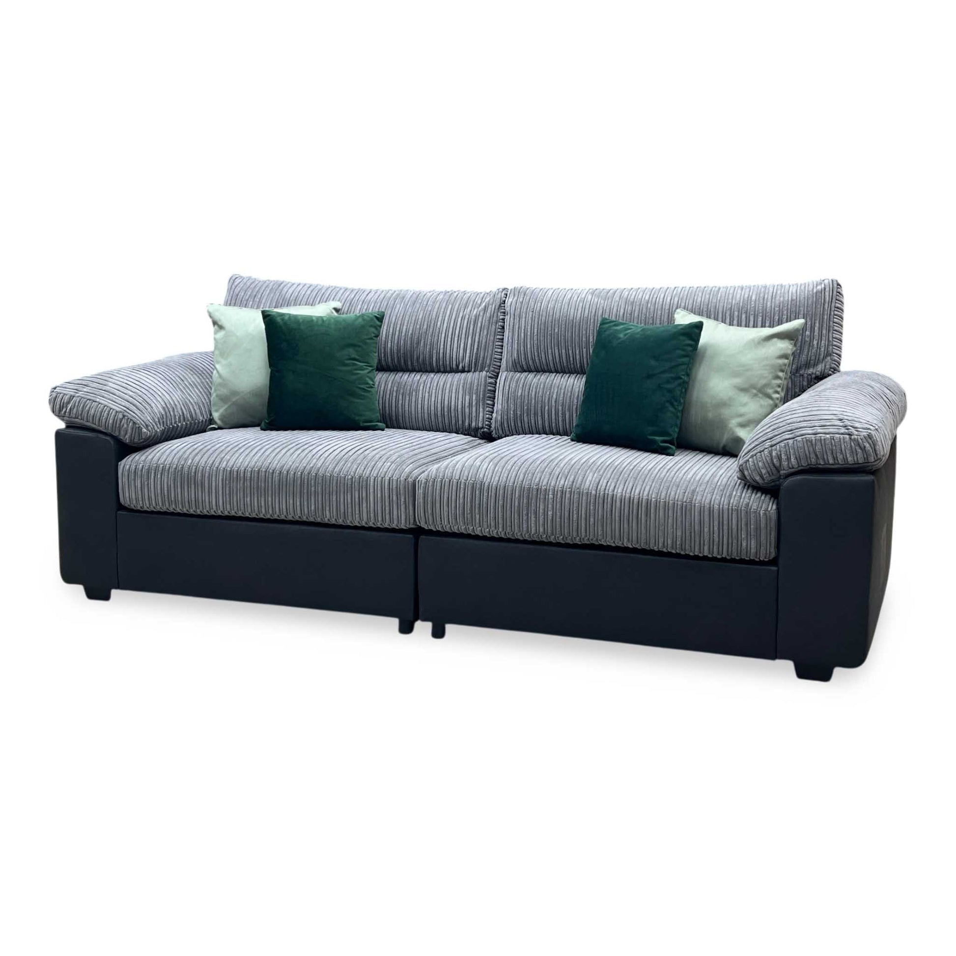 ‘Armstrong’ Grey Fabric - Faux Leather Combination 4 Seater Split Frame Sofa Very.com