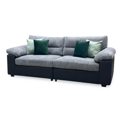 ‘Armstrong’ Grey Fabric - Faux Leather Combination 4 Seater Split Frame Sofa Very.com