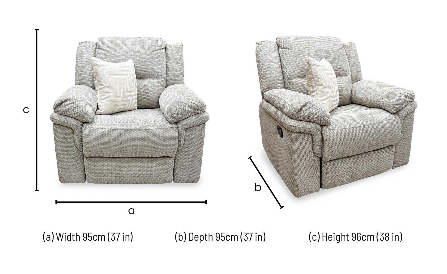 'Albion' Natural Chunky Weave Fabric High Back Manual Recliner Armchair Very.com