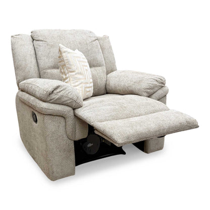 'Albion' Natural Chunky Weave Fabric High Back Manual Recliner Armchair Very.com