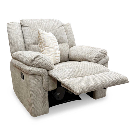 'Albion' Natural Chunky Weave Fabric High Back Manual Recliner Armchair Very.com