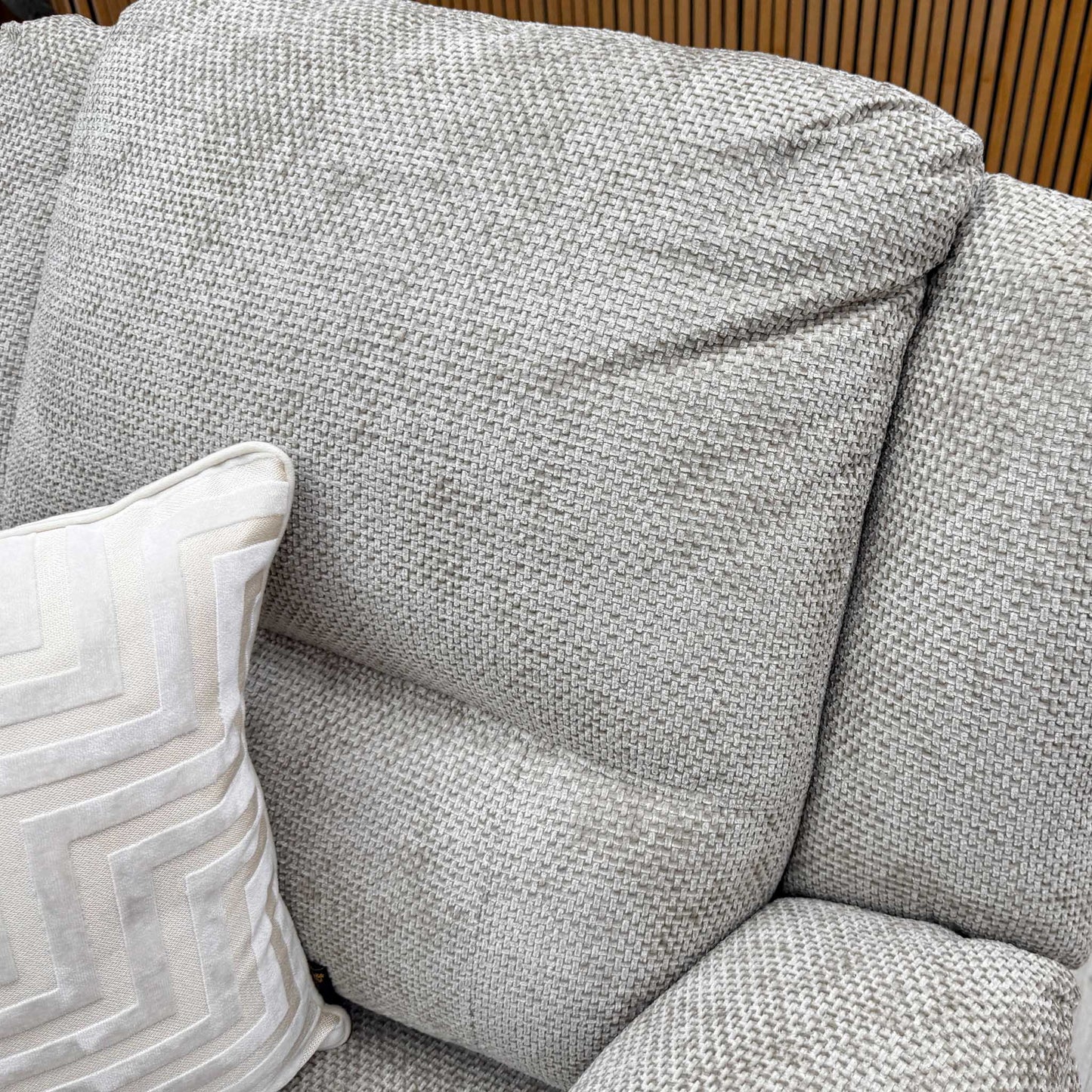 'Albion' Natural Chunky Weave Fabric High Back Manual Recliner Armchair Very.com