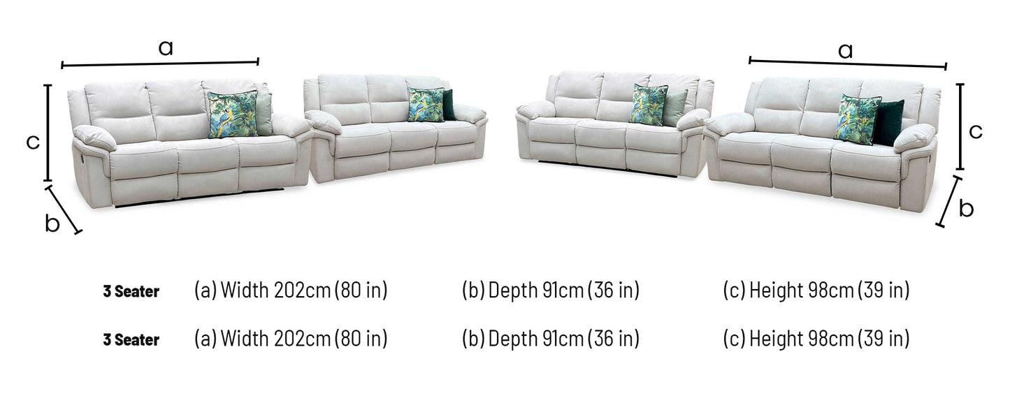 ‘Albion’ Grey Chenille Fabric 3 + 3 Seater High Back Manual Recliner Sofa Set Very.com