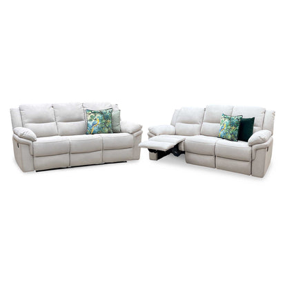 ‘Albion’ Grey Chenille Fabric 3 + 3 Seater High Back Manual Recliner Sofa Set Very.com