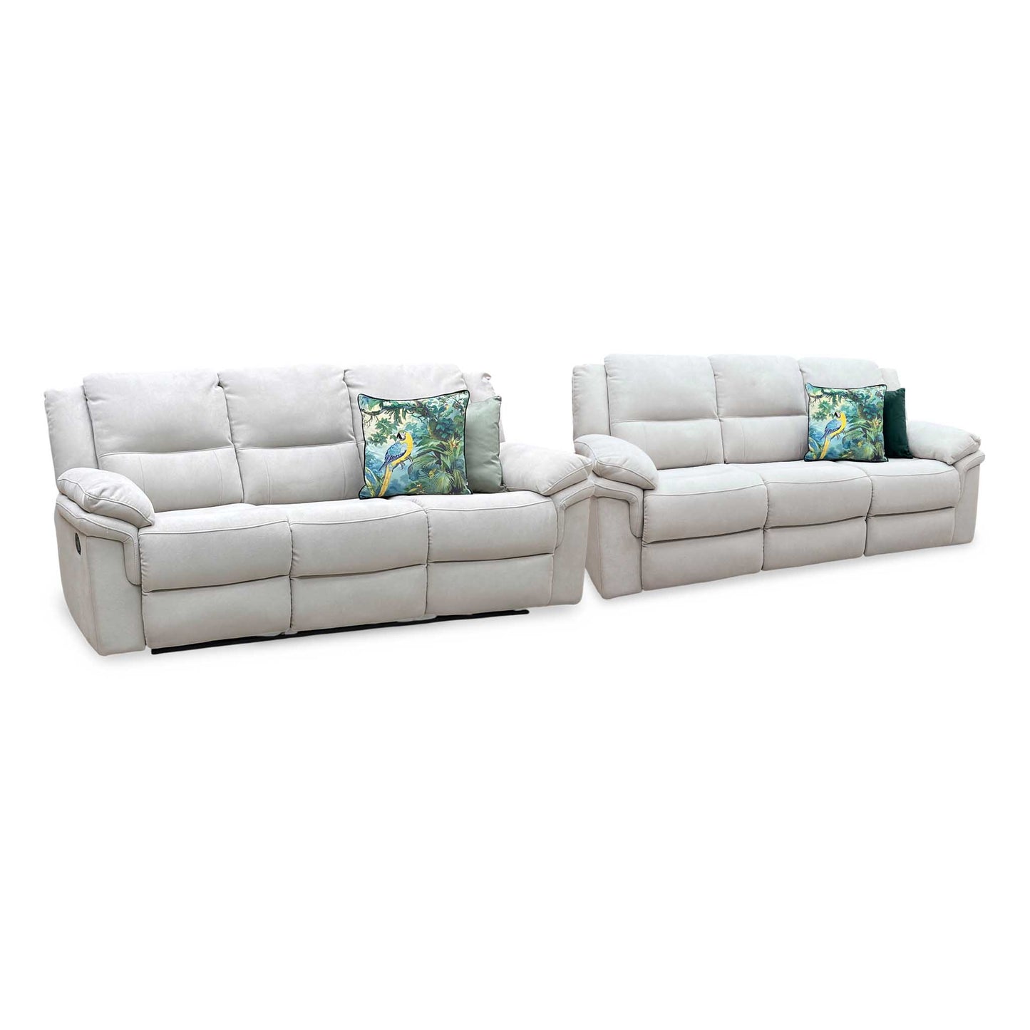 ‘Albion’ Grey Chenille Fabric 3 + 3 Seater High Back Manual Recliner Sofa Set Very.com