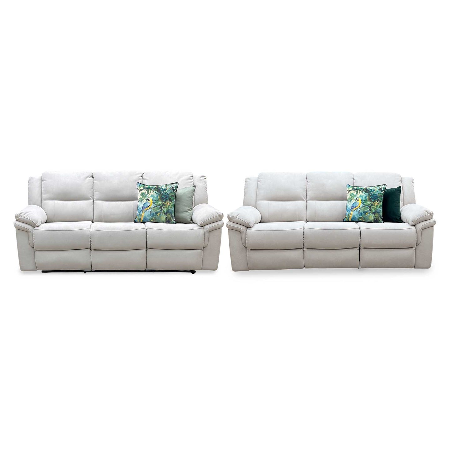 ‘Albion’ Grey Chenille Fabric 3 + 3 Seater High Back Manual Recliner Sofa Set Very.com