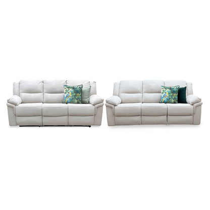 ‘Albion’ Grey Chenille Fabric 3 + 3 Seater High Back Manual Recliner Sofa Set Very.com