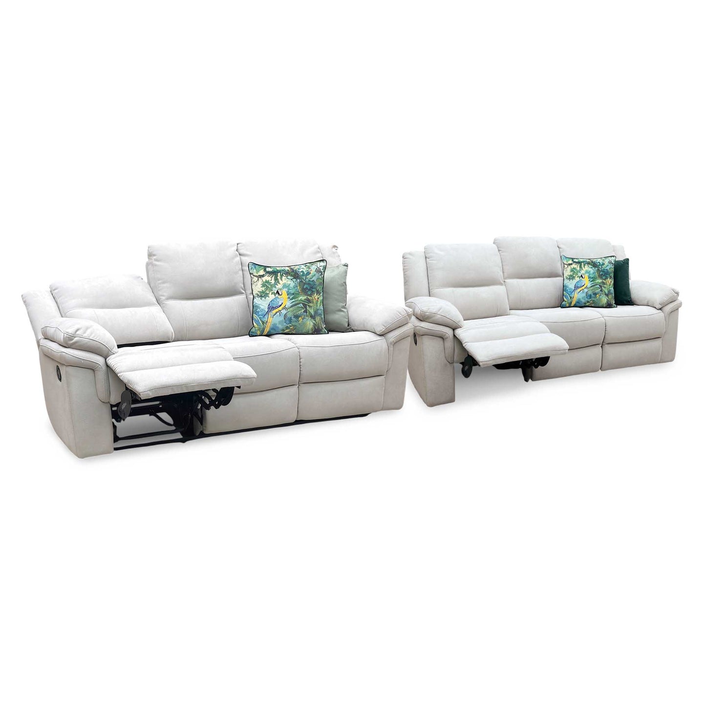 ‘Albion’ Grey Chenille Fabric 3 + 3 Seater High Back Manual Recliner Sofa Set Very.com
