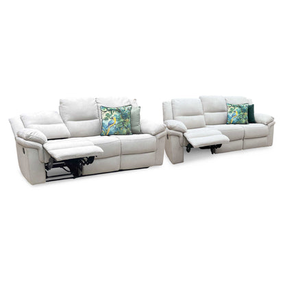 ‘Albion’ Grey Chenille Fabric 3 + 3 Seater High Back Manual Recliner Sofa Set Very.com