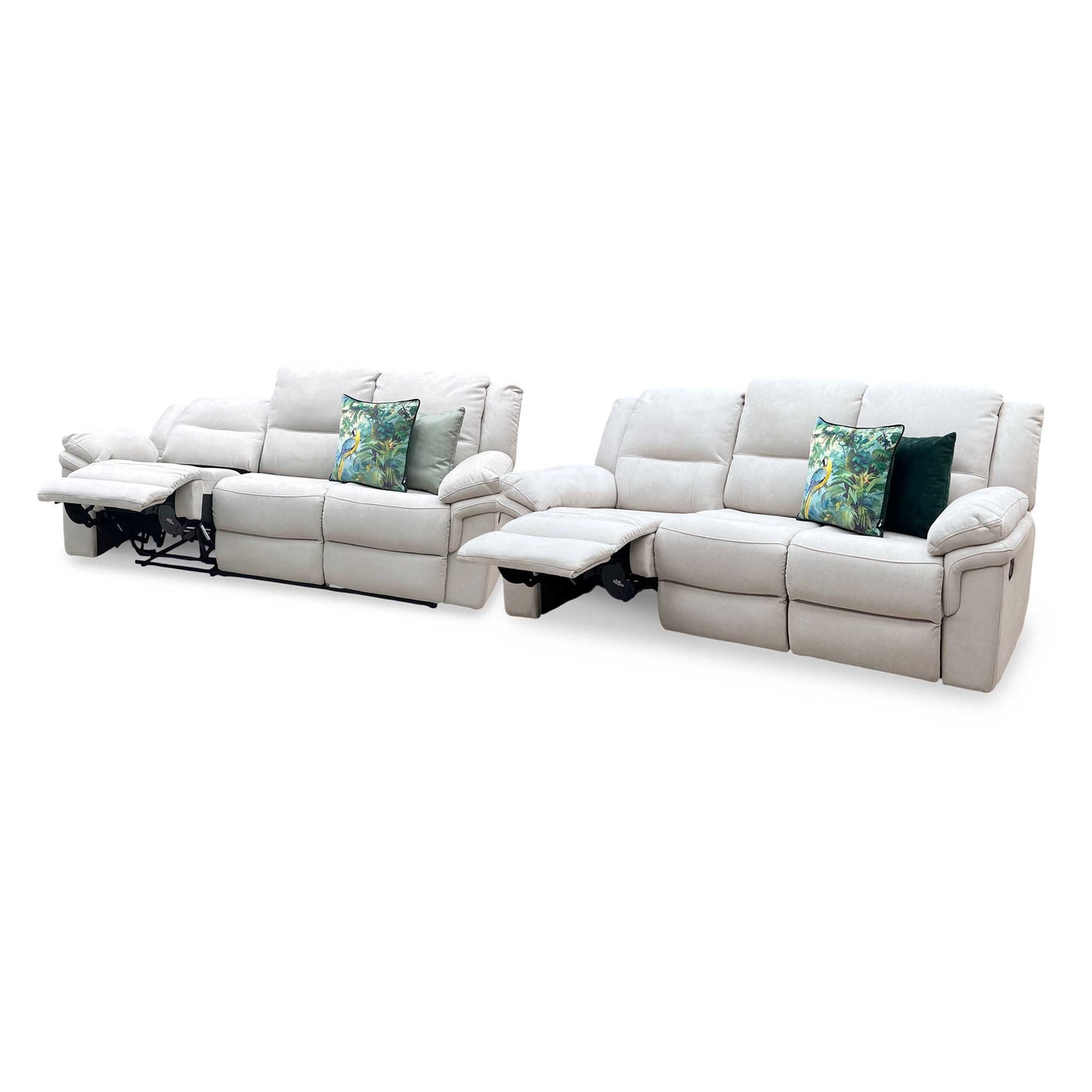 ‘Albion’ Grey Chenille Fabric 3 + 3 Seater High Back Manual Recliner Sofa Set Very.com