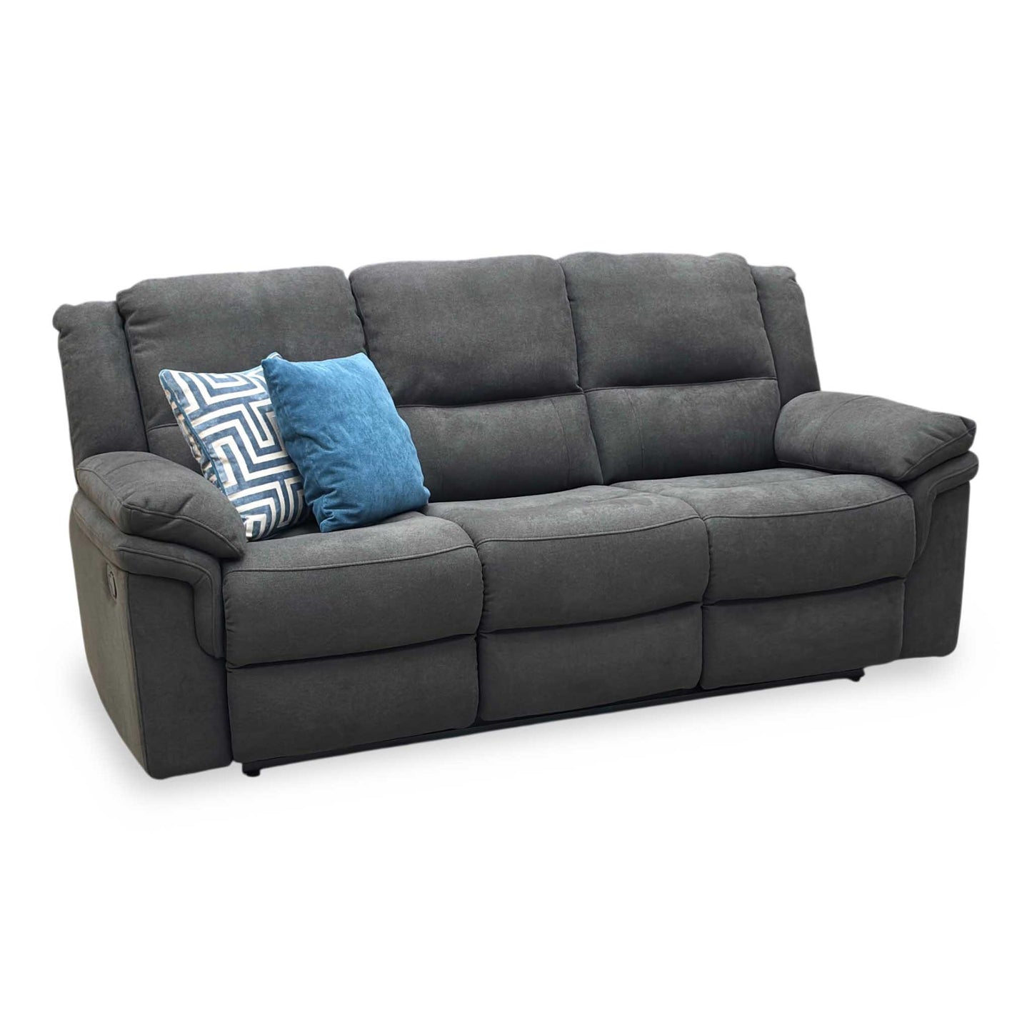‘Albion’ Charcoal Grey Chenille Fabric 3 Seater High Back Manual Recliner Sofa Very.com