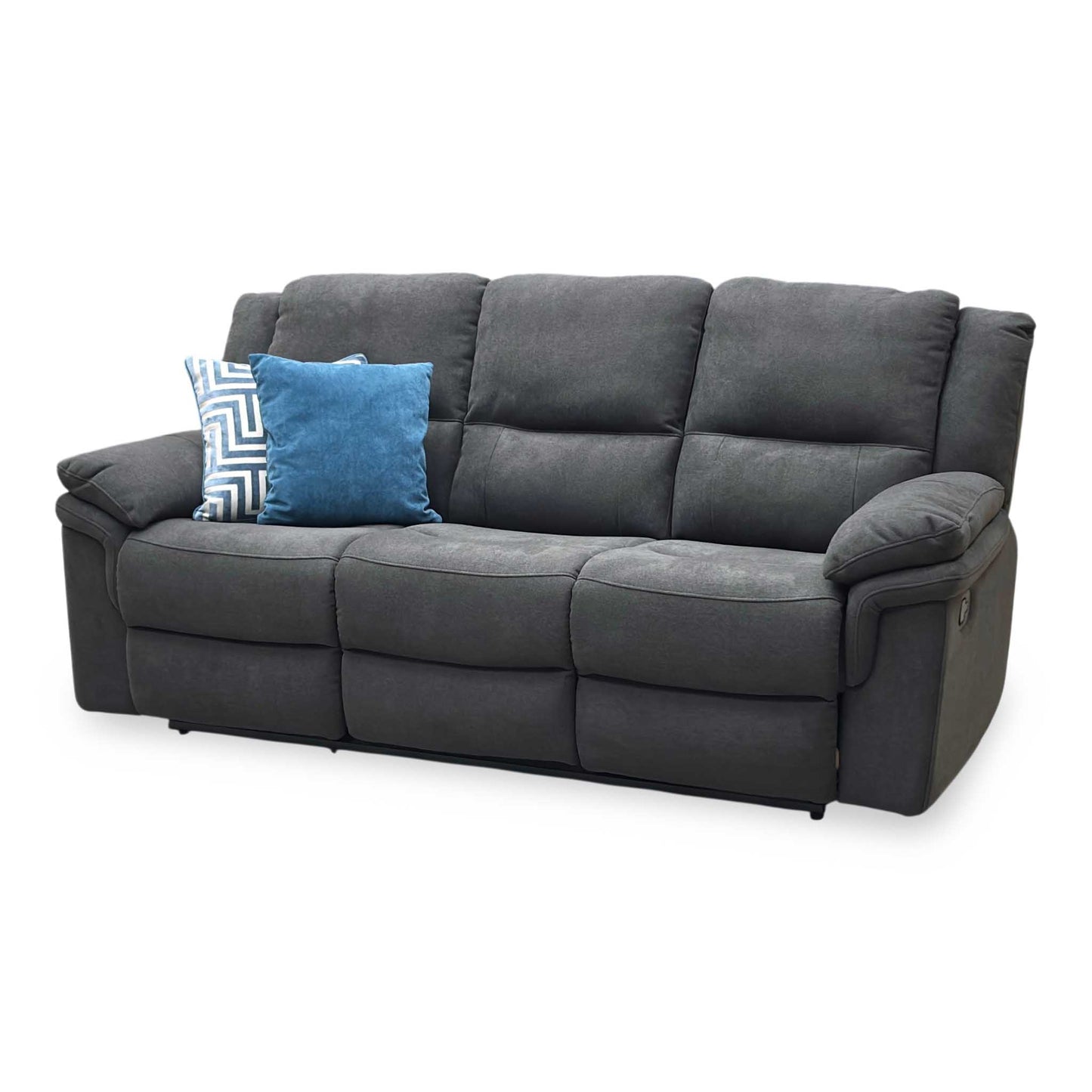 ‘Albion’ Charcoal Grey Chenille Fabric 3 Seater High Back Manual Recliner Sofa Very.com