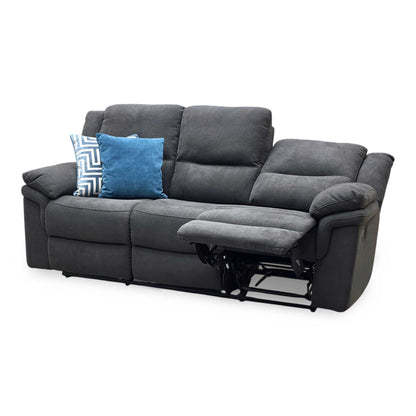 ‘Albion’ Charcoal Grey Chenille Fabric 3 Seater High Back Manual Recliner Sofa Very.com