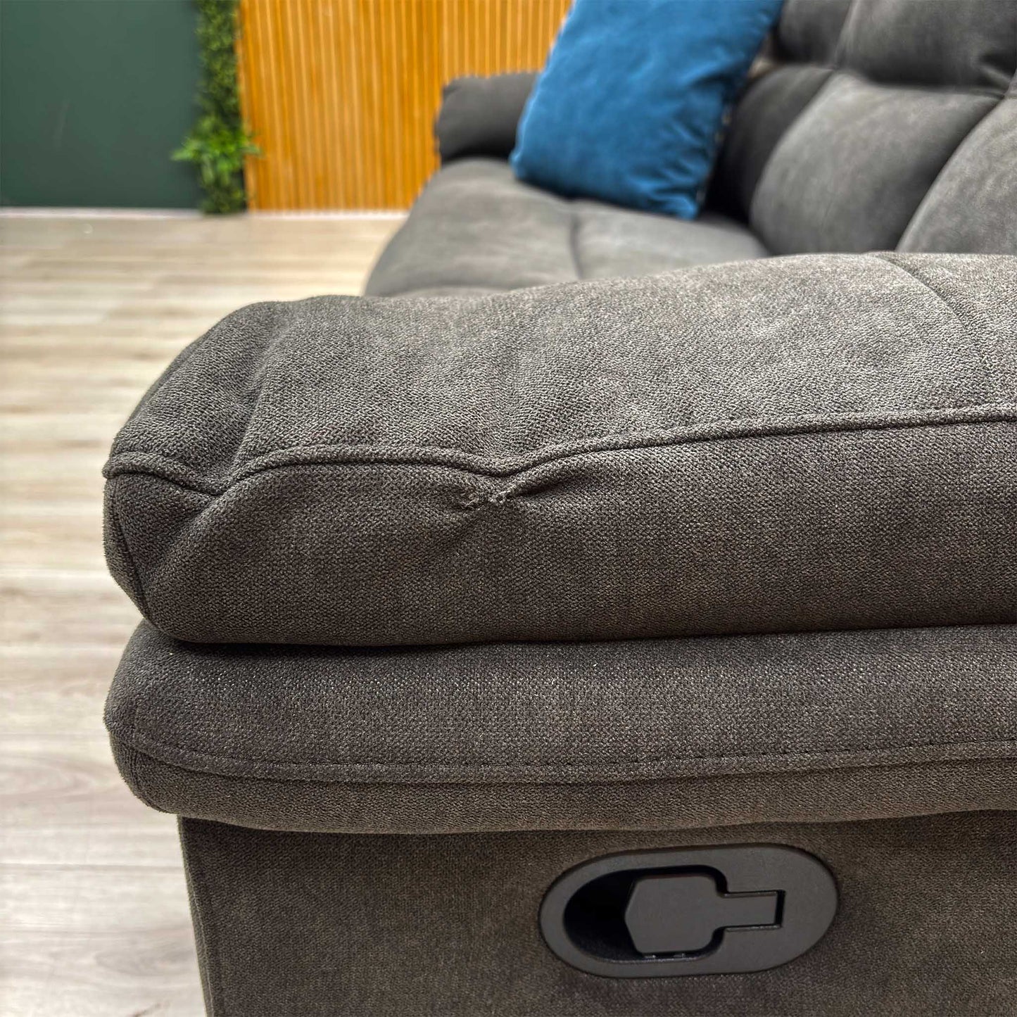 ‘Albion’ Charcoal Grey Chenille Fabric 3 Seater High Back Manual Recliner Sofa Very.com