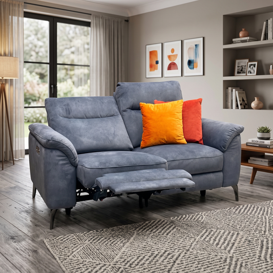 ‘Morgan’ Dexter Shadow Charcoal Grey Fabric 2 Seater Power Recliner Sofa Furniture Village