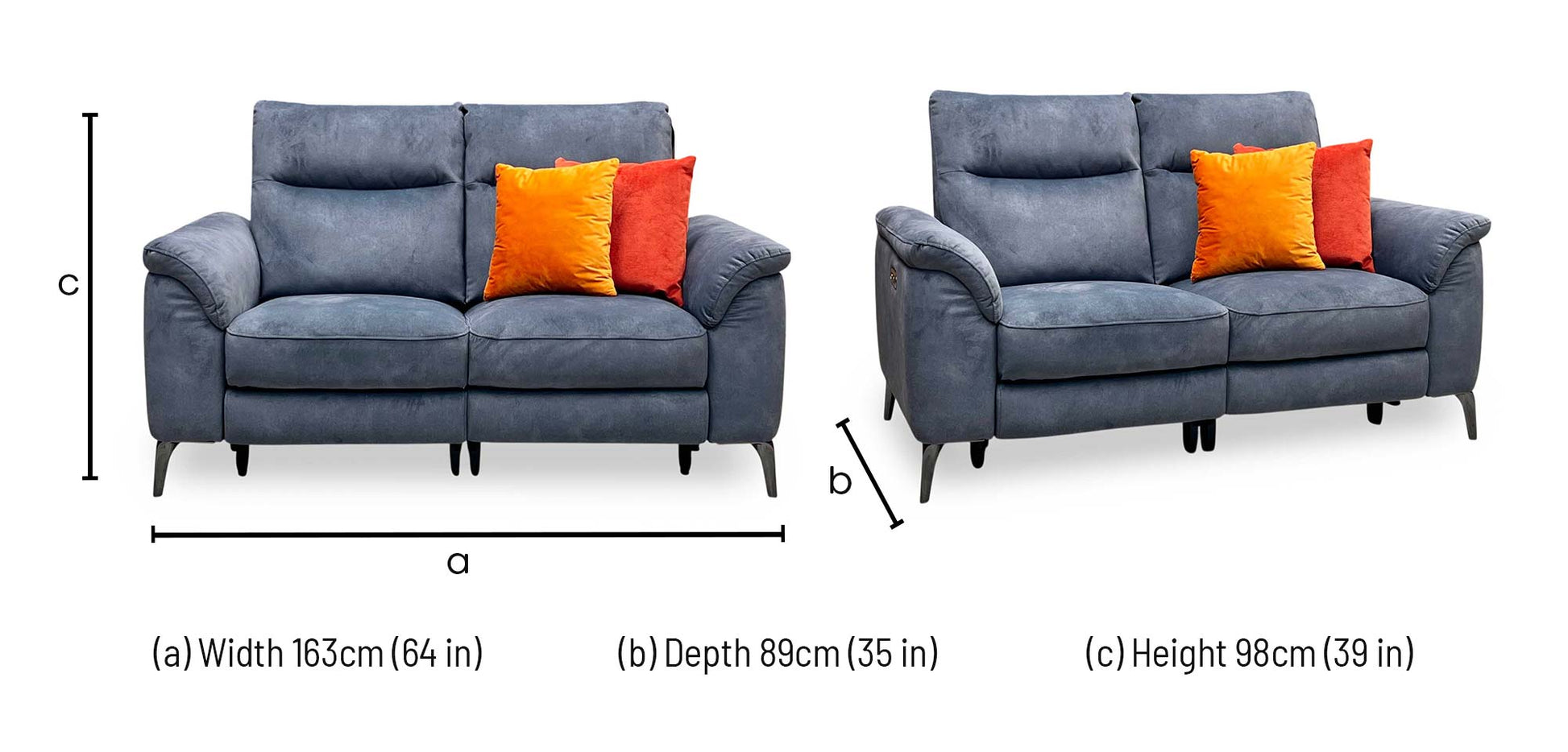 ‘Morgan’ Dexter Shadow Charcoal Grey Fabric 2 Seater Power Recliner Sofa Furniture Village
