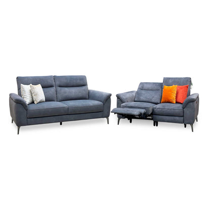 ‘Morgan’ Dexter Shadow Charcoal Grey Fabric 2 + 3 Seater Sofa Set - Power Recliner Sofa & Standard Sofa Furniture Village