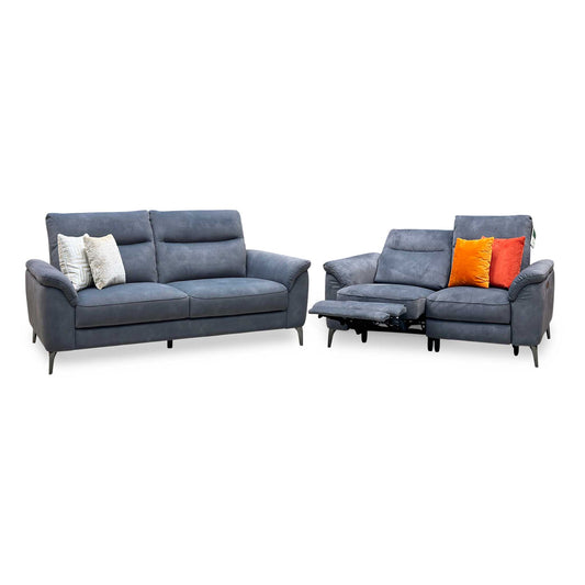 ‘Morgan’ Dexter Shadow Charcoal Grey Fabric 2 + 3 Seater Sofa Set - Power Recliner Sofa & Standard Sofa Furniture Village