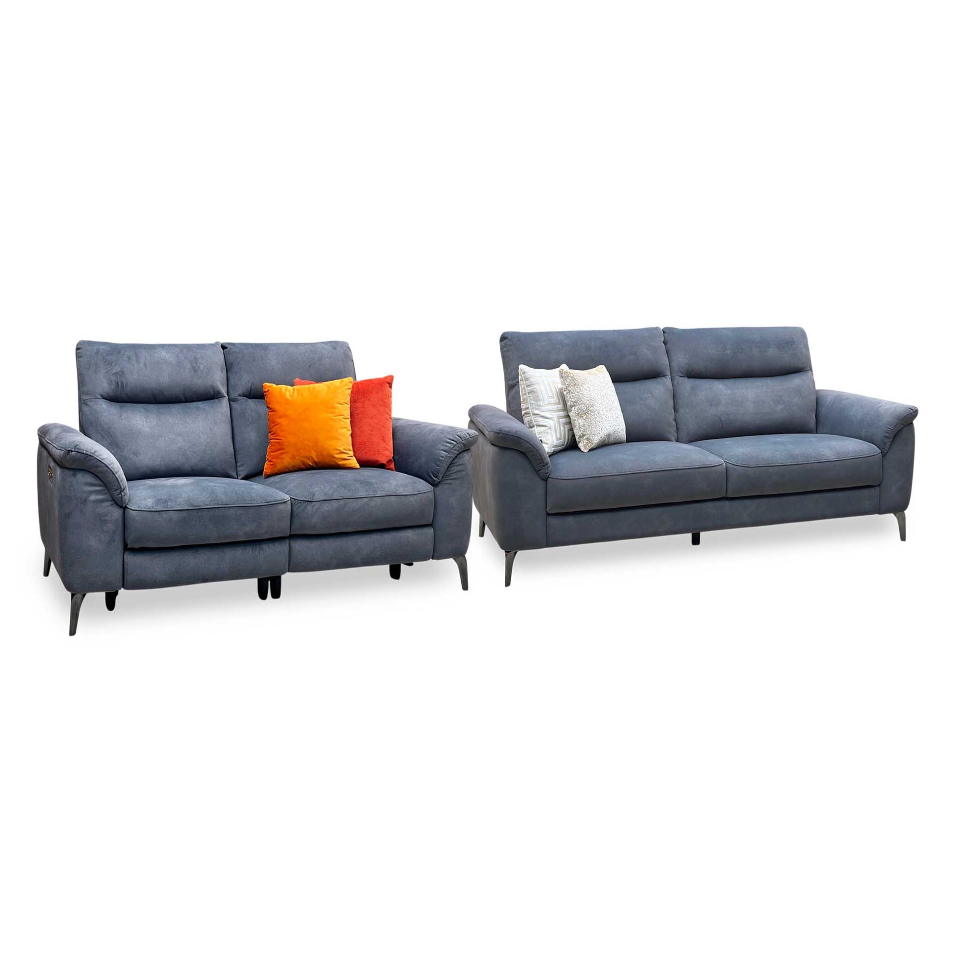 ‘Morgan’ Dexter Shadow Charcoal Grey Fabric 2 + 3 Seater Sofa Set - Power Recliner Sofa & Standard Sofa Furniture Village