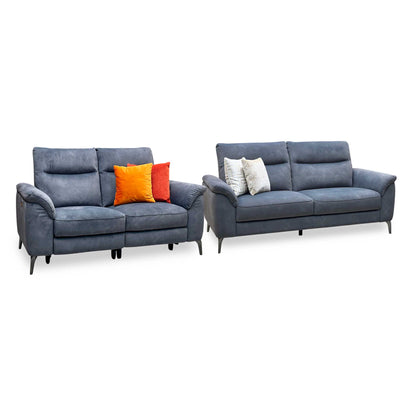 ‘Morgan’ Dexter Shadow Charcoal Grey Fabric 2 + 3 Seater Sofa Set - Power Recliner Sofa & Standard Sofa Furniture Village