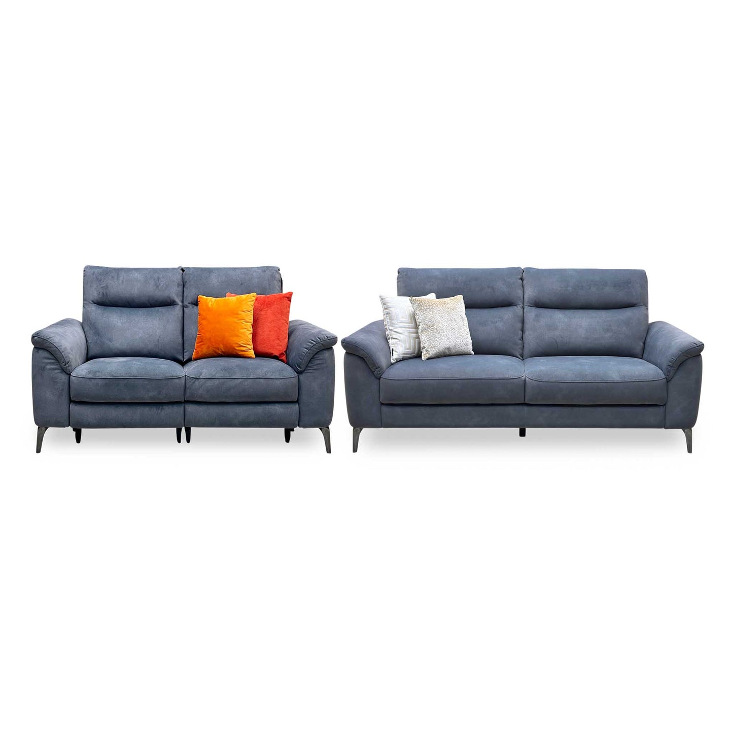 ‘Morgan’ Dexter Shadow Charcoal Grey Fabric 2 + 3 Seater Sofa Set - Power Recliner Sofa & Standard Sofa Furniture Village