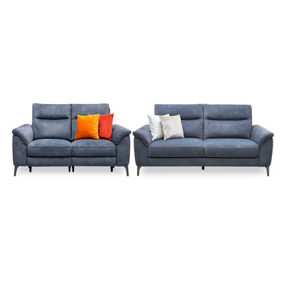 ‘Morgan’ Dexter Shadow Charcoal Grey Fabric 2 + 3 Seater Sofa Set - Power Recliner Sofa & Standard Sofa Furniture Village