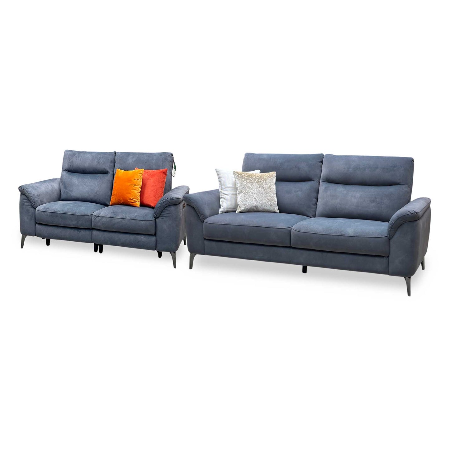 ‘Morgan’ Dexter Shadow Charcoal Grey Fabric 2 + 3 Seater Sofa Set - Power Recliner Sofa & Standard Sofa Furniture Village