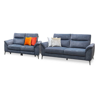 ‘Morgan’ Dexter Shadow Charcoal Grey Fabric 2 + 3 Seater Sofa Set - Power Recliner Sofa & Standard Sofa Furniture Village